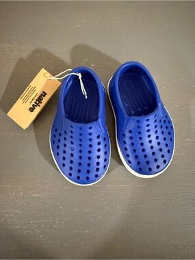 Native Kids Water Shoe Slip-On in Blue with White Trim